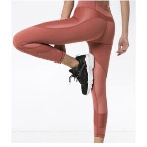 Sweaty Betty The Power 7/8 Leggings L High Rise Mesh Running Workout Rust Orange